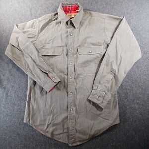 Ruff Hewn Plainsmen Shirt Mens Small Olive Green Flannel Lined Canvas